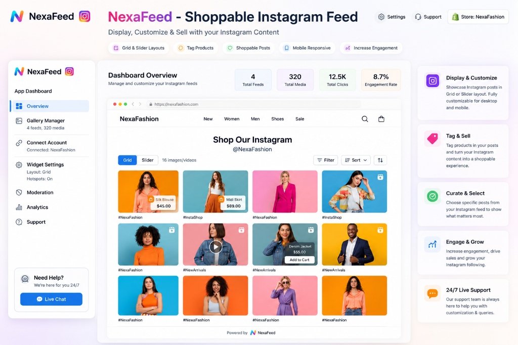 NexaFeed - Shoppable Instagram Feed for Shopify